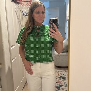 Kate Spade Green Puff Sleeve Women's Top XXS